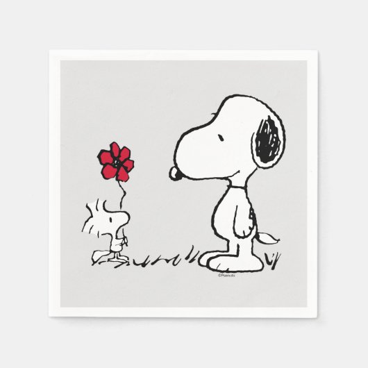 Serviette En Papier Cacahuètes | Snoopy & Woodstock Rouge & Noir (Devant)