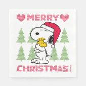 Serviette En Papier cacahuètes | Snoopy & Woodstock Santa Claus Hug (Devant)