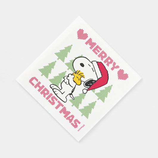 Serviette En Papier cacahuètes | Snoopy & Woodstock Santa Claus Hug (Coin)