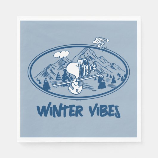 Serviette En Papier cacahuètes | Snoopy & Woodstock Skiing (Devant)