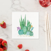 Serviette En Papier Cactus, aquarelle (En situation)