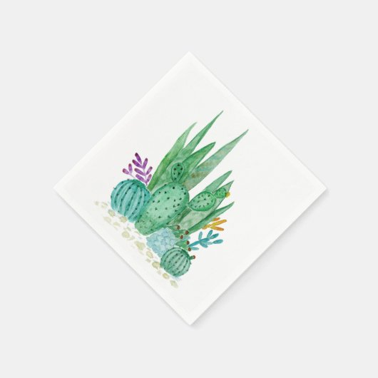 Serviette En Papier Cactus, aquarelle (Coin)