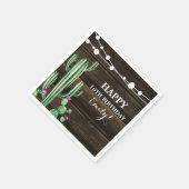 Serviette En Papier Cactus Aquarelle Rustique Anniversaire Bois de Gra (Coin)