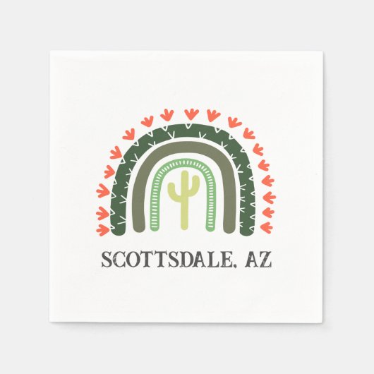 Serviette En Papier Cactus arc-en-ciel Scottsdale Orange Vert moderne (Devant)