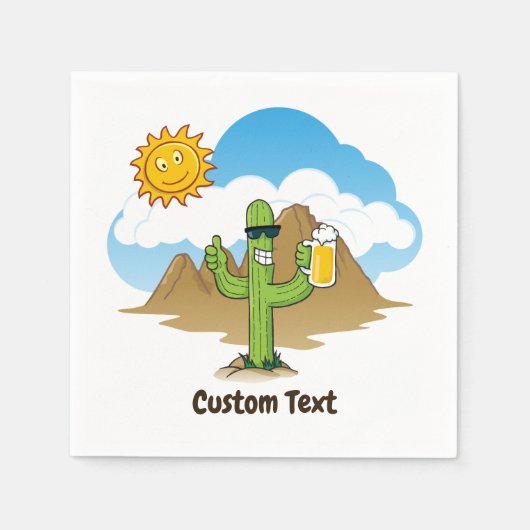 Serviette En Papier Cactus avec bière (Devant)