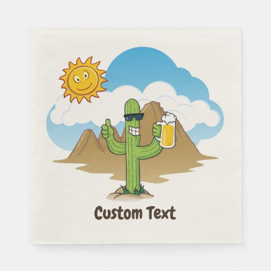 Serviette En Papier Cactus avec bière (Devant)