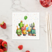 Serviette En Papier Cactus Birthday Party Group (En situation)