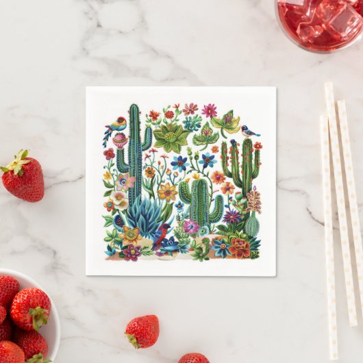 Serviette En Papier Cactus crescendo (En situation)