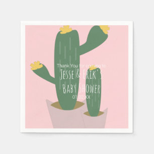 Serviette En Papier Cactus Cupcakes Remerciements Baby Shower Rose
