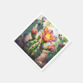 Serviette En Papier Cactus d'aquarelle avec Fleurs du désert vibrantes (Coin)