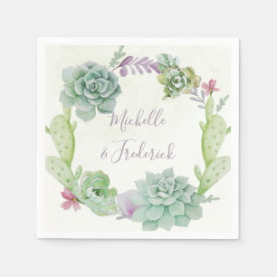 Serviette En Papier Cactus de désert à l'aquarelle Succulents Mariage