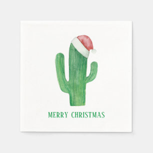 Serviette En Papier Cactus de Noël. nouvel an. Cactus vert et rouge