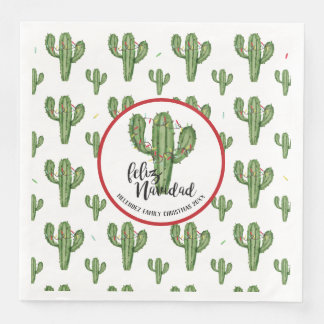Serviette En Papier Cactus de Noël personnalisés
