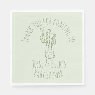 Serviette En Papier Cactus de saguaro dessiné à la main Vert Baby Show