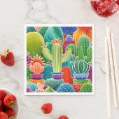 Serviette En Papier Cactus en pot abstrait (En situation)