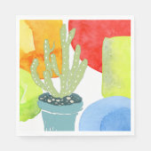 Serviette En Papier Cactus en pot coloré (Devant)