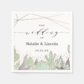 Serviette En Papier Cactus et succulents Monogramme Mariage géométriqu (Devant)