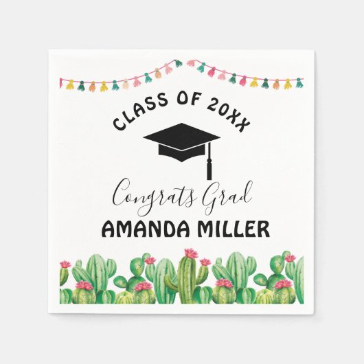 Serviette En Papier Cactus fiesta Graduation Party serviettes en papie (Devant)