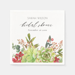 Serviette En Papier Cactus Fleuris Rouges de Désert Succulents Shower 