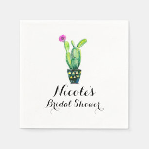 Serviette En Papier Cactus Floral Rustique Mariage Sud-Ouest