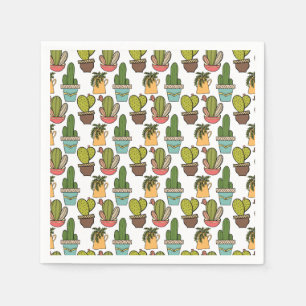 Serviette En Papier Cactus Intérieur Et Succulents Dans Les Motifs De