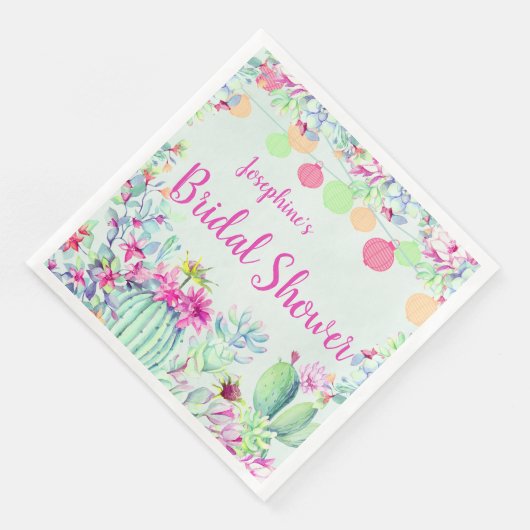 Serviette En Papier Cactus Lantern Fiesta Fête des mariées Succulente (Coin)