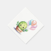 Serviette En Papier Cactus mignons avec ballons d'anniversaire (Coin)