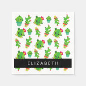 Serviette En Papier Cactus mignons, Cactus Motif, Succulent, Votre Nom (Devant)