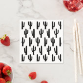 Serviette En Papier Cactus noir et blanc. Cactus motif. Botanique (En situation)