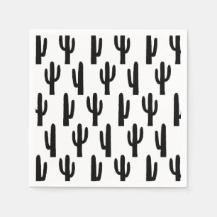 Serviette En Papier Cactus noir et blanc. Cactus motif. Botanique