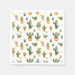 Serviette En Papier Cactus pointillés sur blanc