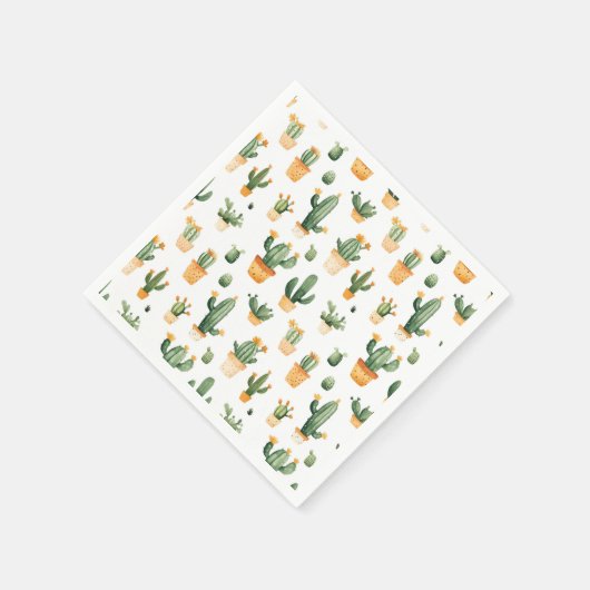 Serviette En Papier Cactus pointillés sur blanc (Coin)