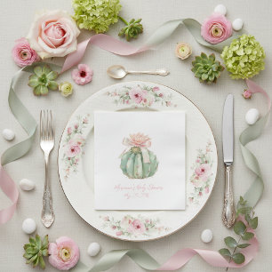 Serviette En Papier Cactus Ruban rose Bébé fille Douche