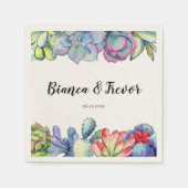 Serviette En Papier Cactus succulent aquarelle mariage papier serviett (Devant)