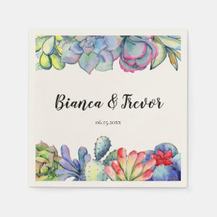 Serviette En Papier Cactus succulent aquarelle mariage papier serviett