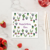 Serviette En Papier Cactus Succulent Cactus Plantes Posés Joyeux Anniv (En situation)