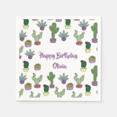 Serviette En Papier Cactus Succulent Cactus Plantes Posés Joyeux Anniv (Devant)