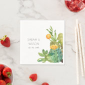 Serviette En Papier Cactus Succulent Mariage de feuillage vert jaune (En situation)