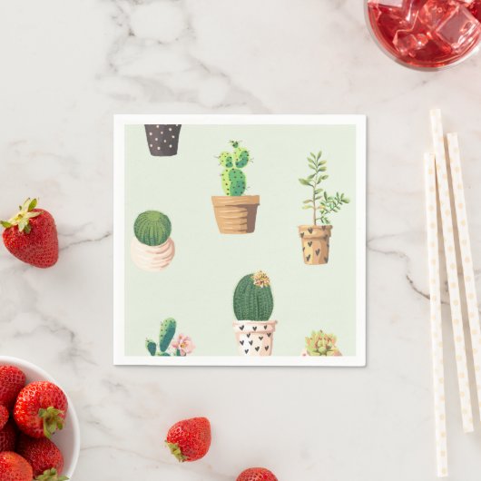 Serviette En Papier Cactus succulent mûre romantique sur l'arrière - p (En situation)