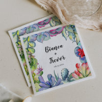 Cactus & succulents aquarelle mariage papier servi