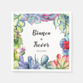 Serviette En Papier Cactus & succulents aquarelle mariage papier servi (Devant)