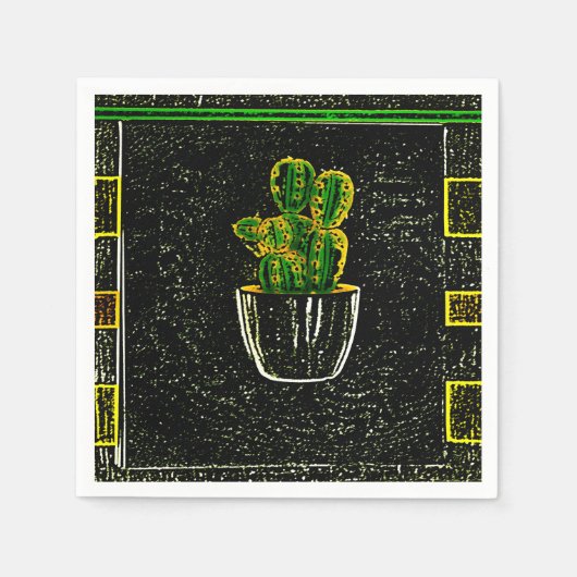 Serviette En Papier Cactus tirés (Devant)
