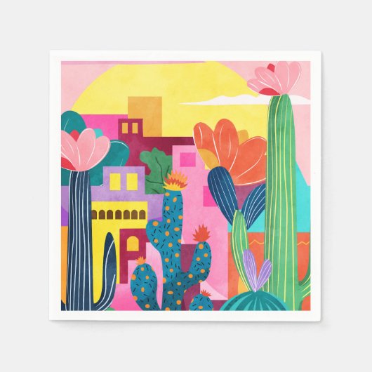 Serviette En Papier Cactus Town (Devant)