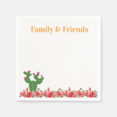 Serviette en papier Cactus vert Fleurs orange brûl (Devant)