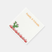 Serviette en papier Cactus vert Fleurs orange brûl (Coin)