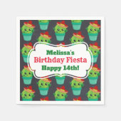 Serviette En Papier Cactus vert mignon dans un Motif du Sombrero rouge (Devant)