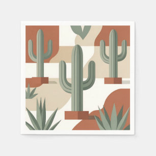 Serviette En Papier Cactus vert sauge moderne Terracotta Désert