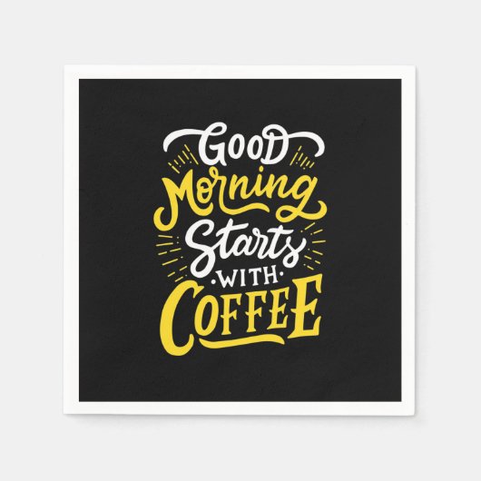Serviette En Papier Cadeau Anniversaire Bon Matin Commencer Avec Café (Devant)