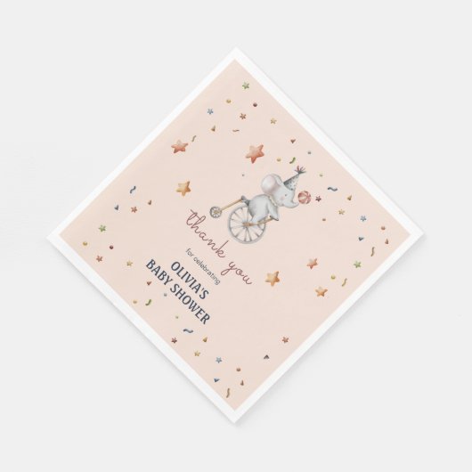 Serviette En Papier Cadeau Baby shower Whimsical Elephant Circus (Coin)