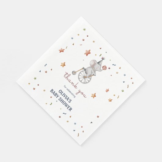 Serviette En Papier Cadeau Baby shower Whimsical Elephant Circus (Coin)